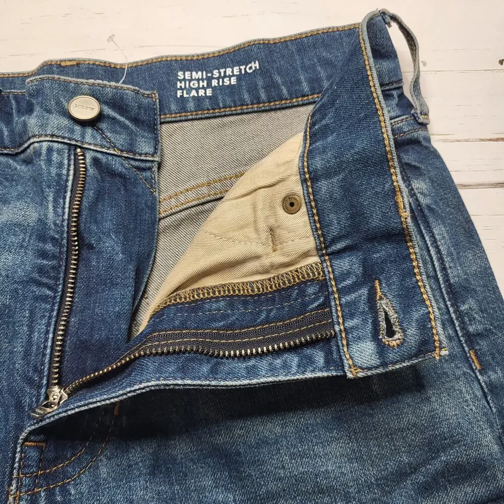 J Crew Tall Vintage Flare Jeans Semi Stretch High Rise Medium Kate Wash 28T